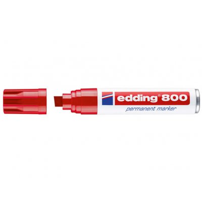 Edding 800 Rotulador Permanente - Punta Biselada - Trazo entre 4 y 12 mm. - Recargable - Secado Instantaneo - Color Rojo