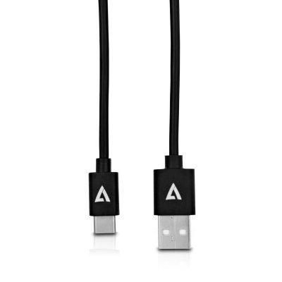 Cable USB negro con conector USB 2.0 A macho a USB-C macho 2m 6.6ft