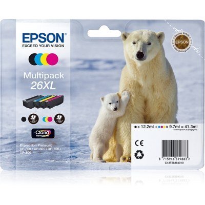 Epson T2636 (26XL) Pack de 4 Cartuchos de Tinta Originales - C13T26364010