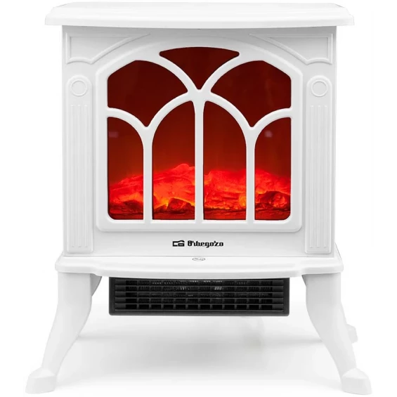 Chimenea eléctrica Orbegozo CM 9021, 1.500 W, efecto fuego real, calefactor cerámico, 2 potencias, blanco - imagen 2