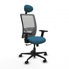 Piqueras y Crespo Zulema sincro malla gris bali verde petroleo brazos 2D base nailon cabecero fijo ruedas 65mm nailon