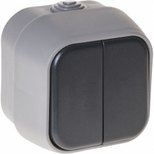 Interruptor Doble Bert Ip54 Gris 7x7x5 Cm