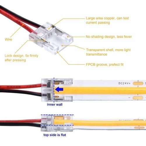 Conector Invisible Tira LED 10mm con cable