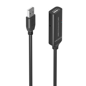 AISENS - CABLE USB 2.0 PROLONGADOR CON AMPLIFICADOR, TIPO A/M-A/H, NEG