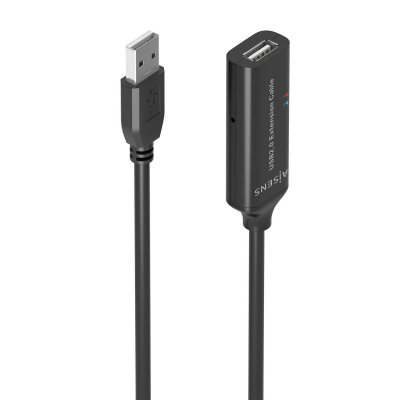 AISENS - CABLE USB 2.0 PROLONGADOR CON AMPLIFICADOR, TIPO A/M-A/H, NEG