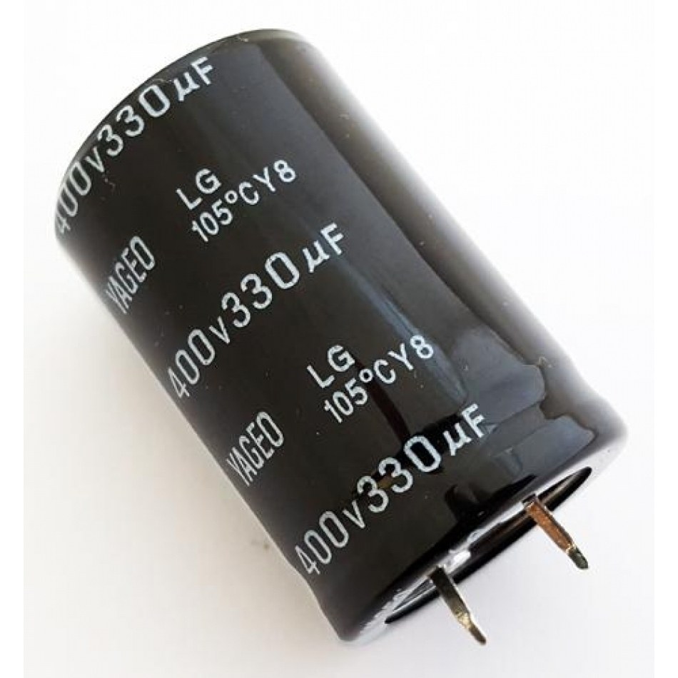 330uF 400Vdc Condensador Electrolitico 105ºC 35x35mm 2pin