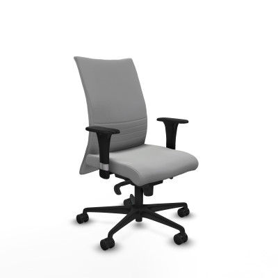 Albacete confidente sincro similpiel gris claro brazos 1D base nailon ruedas 65 mm nailon
