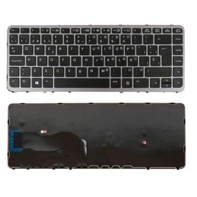 Teclado compatible para portátil HP Elitebook 745 / 750 / 755 / 840 / 850 g2 / Sin Poinstick / Negro marco plata