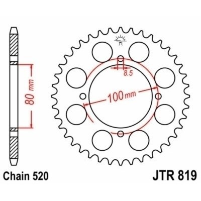 Corona JT SPROCKETS acero estándar 819 - Paso 520 JTR819.37