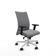 Piqueras y Crespo Albacete confidente sincro similpiel gris brazos 2D base blanca ruedas 65 mm nailon