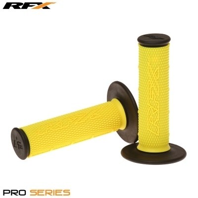 Puños compuestos dobles RFX serie Pro con extremos negros (amarillo/negro), pareja FXHG2020099YL