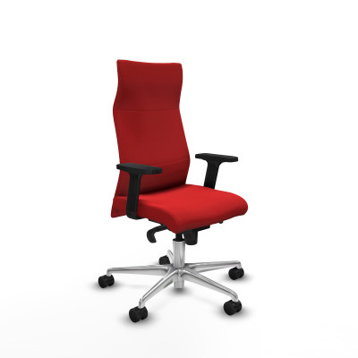 Albacete dirección sincro similpiel rojo brazos 2D base aluminio ruedas 65 nailon