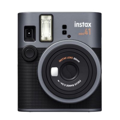 Fujifilm Instax Mini 41 Camara Instantanea - Tamaño de Imagen 62x46mm - Flash Auto - Exposicion Automatica - Mini Espejo para Selfies - Modo Primer Plano - Color Negro