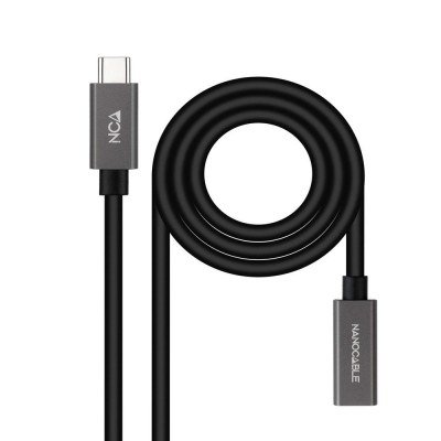 Cable Alargador USB 3.2 Nanocable 10.01.4401/ USB Tipo-C Macho - USB Tipo-C Hembra/ 1m/ Negro