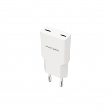 Nanocable Cargador 2xUSB-C/PD 20W, Blanco