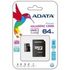 MEMORIA FLASH ADATA PREMIER, 64GB MICROSDXC UHS-I CLASE 10, CON ADAPTADOR AUSDX64GUICL10-RA1