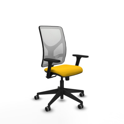 Motilla sincro malla blanca bali amarillo brazos 3D base piramidal ruedas 65mm engomadas