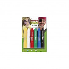 SET DE 6 UNIDADES DE MAQUILLAJE ALPINO FIESTA FACE STICK 5GRS - ROJO, AMARILLO, BLANCO, VERDE, AZUL Y NEGRO DL000014