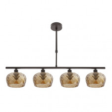 Lampara Estela 4xe14 Marron Regx75x13 Cm C/tulipas Cristal Tallado Ambar