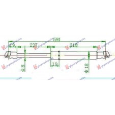 GAS SPRING TAIL GATE 3/5D (591L-350N)