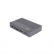 TooQ Caja externa para SSD M.2 NVMe/SATA + HUB USB-C 3.2 Gen2 con 2x USB-A 3.1 + 1x USB-A 2.0 + USB-C 3.2 Gen2 + HDMI 2.0 + RJ45 + SD/TF + AUDIO + USB
