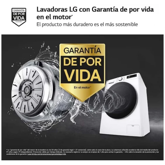 Lavadora LG F4WR6010A1W, 10 kg, 1400 rpm, clase A-10%, blanco - imagen 7