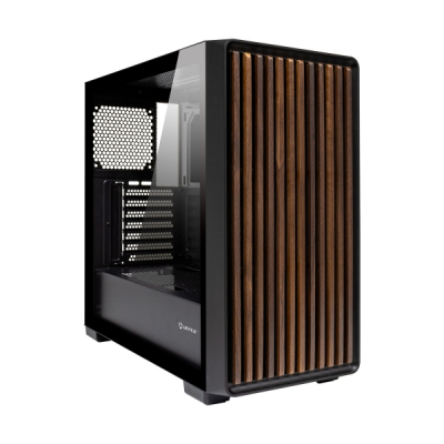Unykach Revelat Madeira Black Caja ATX, Micro ATX, ITX - Lateral de Vidrio Templado y Frontal con Listones de Madera Natural - 3.5, 2.5 - USB-A 3.0, USB-C y Audio - Soporta Refrigeracion Liquida - C