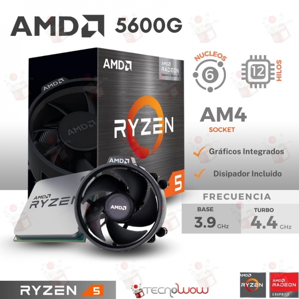 KIT GAMER AMD RYZEN 5 5600g, B550 WIFI DDR4, 16GB 3200 Mhz de TECNOWOW…