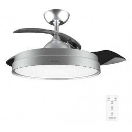Ventilador de techo Cecotec EnergySilence Aero 4280 Invisible Steel, 3 aspas retráctiles, luz 40W, diámetro 106 cm, temporizador, 3 tonos luz,...