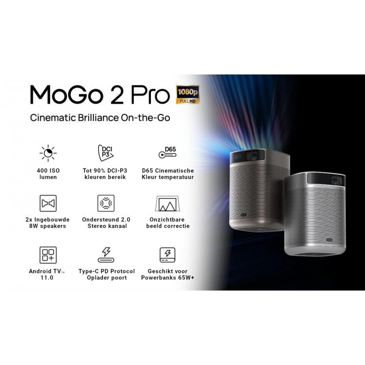 Proyector Xgimi Mogo 2 Portatil 400 Iso Lumens Android Tv 11.0 Gris