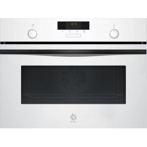 Horno compacto Balay 3CB5159B3, 47 litros, 7 funciones, Aqualisis, Raíles Flex, clase A, horno de leña, 60 x 45 cm, puerta abatible, cristal blanco