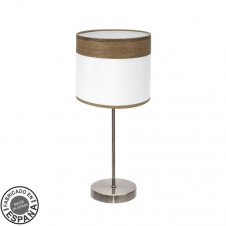 Sobremesa Cloe 1xe14 Cuero/blanca-madera Oscura 42x18x18 cm