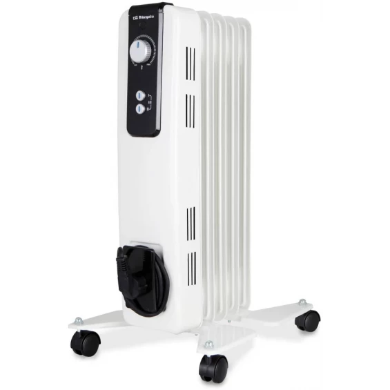 Radiador de aceite Orbegozo RH 1000, 1.000 W, 5 elementos, 2 potencias, termostato regulable, blanco