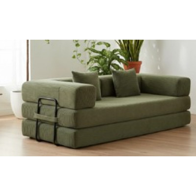 Sofá cama comprimido Curx tejido pana color verde