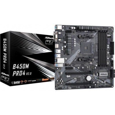 Placa base asrock am4 b450m pro4 r2.0 atx - 4xddr4 - 1xhdmi - 2xusb 2.0 - 4x usb 3.2 - 90 - mxbeg0 - a0uayz