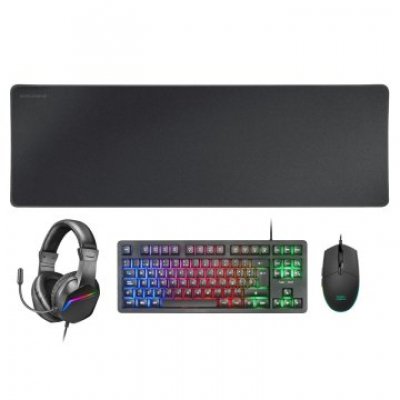 TECLADO MOUSE HEADSET Y ALFOMBRILLA MARS GAMING MCPRGB3FR FRANCES H-MECH RED RGB 3200DPI