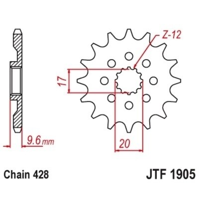 Piñon JT 428 de acero con 13 dientes KTM SX85 JTF1905.13