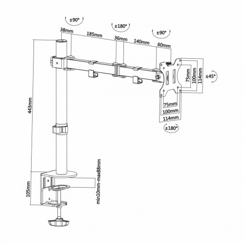 Aisens-Soporte De Mesa Eco Giratorio E Inclinable Para Monitor/Tv (3 PIVOTES, 1 BRAZO) DE 13-32, NEGRO