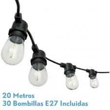 Guirnalda Luces Exterior Verbena 20m 30xe27led 30w 4000k Bombillas Reemplazables E Interconectable Ip44