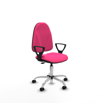 Algarra CP similpiel rosa brazos fijos base cromada ruedas engomadas 50mm