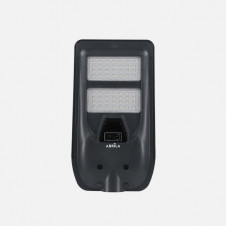 Farola Led Solar Bazan 100w 6500k Gris 1400lm Ip65 C/mando Sensor Movimiento Y Crepuscular 43x24x6cm