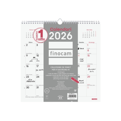 Finocam Chic Calendario de Pared en Catalan - Anual 2026 - 300x5x310mm - Espacio para Escribir - Color Blanco