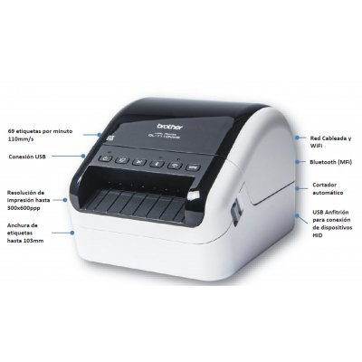 Impresora etiquetas brother ql - 1110nwbc 110mm - usb - red - wifi - bluetooth - cortador automatico