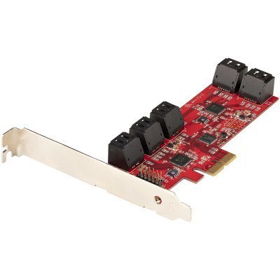 Tarjeta PCIe Controladora SATA de 10 Puertos - Tarjeta de Expansión PCI Express SATA - 6Gbps - Perfil Bajo/Completo - Conectores SATA Apilados - ASM1062 sin RAID