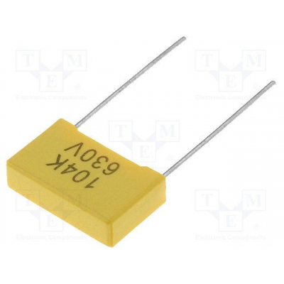 Condensador Poliester 100nF 630Vdc R15mm pata larga