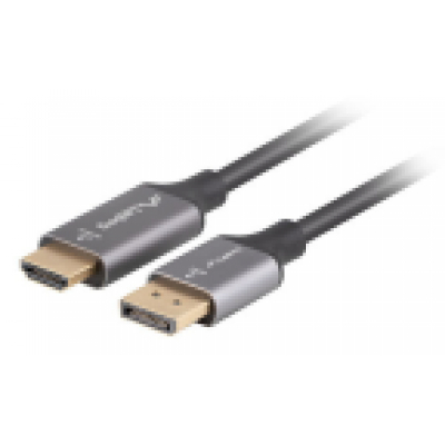 CABLE LANBERG DISPLAYPORT A HDMI 4K MACHO/MACHO 1.8M NEGRO -PLATA