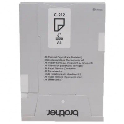 Pack de papel termico brother c212s a6 20 unidades 50 hojas - unidad