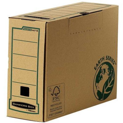 Fellowes pack 20 Bankers Box Earth Caja de Archivo Definitivo Folio 100mm - Montaje Manual - Carton Reciclado Certificacion FSC - Color Marron