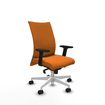 Albacete confidente sincro similpiel naranja brazos 2D base blanca ruedas 65 mm nailon