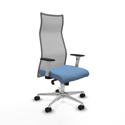 Albacete malla sincro malla gris bali azul cielo brazos blancos base aluminio ruedas 65 mm nailon